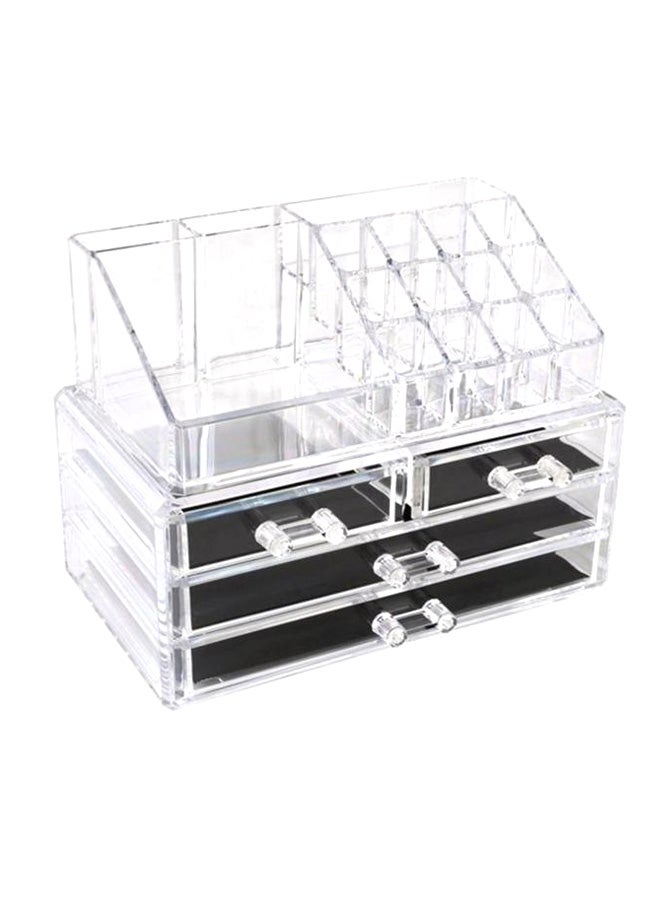 منظم مستحضرات تجميل ومكياج من الأكريليك شفاف/ أسود - Image 1