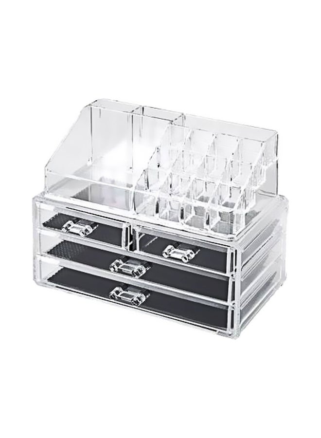4-Drawer Makeup Organizer Clear/Black - Image 1