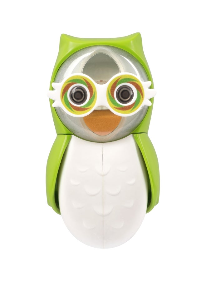 Flipper Fun Animal Owl Toothbrush Cover, One Touch Open & Close, Suction Cup Toothbrush Holder for Mirrors Glass or Tiles, Dust-Proof, Adorable Easy to Use, Green/White- FLR-OWL-ETY Green/White 10x5.5x15cm - Image 1