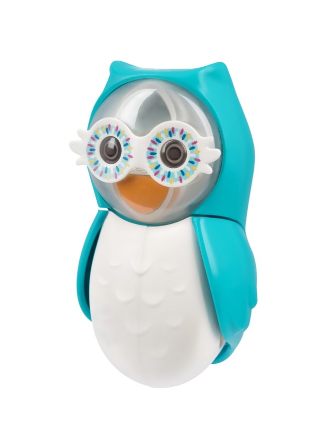 Flipper Flipper Fun Animal Owl Toothbrush Cover, One Touch Open & Close, Suction Cup Toothbrush Holder for Mirrors Glass or Tiles, Dust-Proof, Adorable Easy to Use, Blue/White- FLR-OWL-STY Blue/White 4.2x4.8x8.1cm  - Image 3