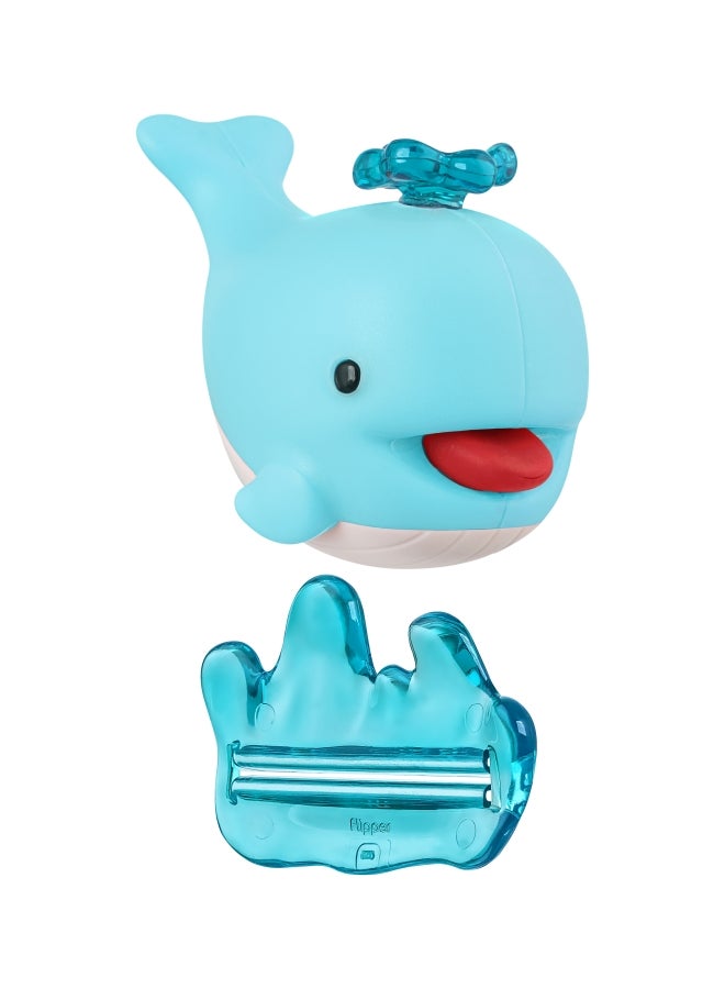 Flipper Flipper Whale Blue Toothpaste Squirter for Kids, Fun and Easy Toothpaste Dispenser, Flipper Squeezer Works Well On Most Toothpaste Tubes, Easy to use- FLR-WHL-BLU Blue/Pink 10x5.5x15cm  - Image 1