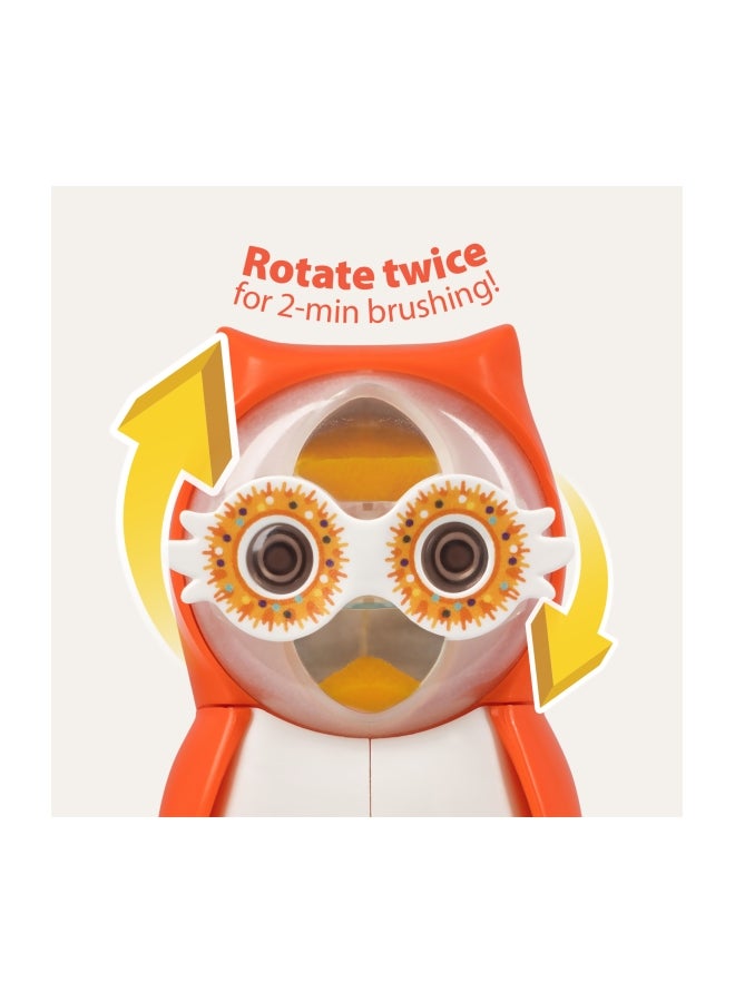 Flipper Fun Animal Owl Toothbrush Cover, One Touch Open & Close, Suction Cup Toothbrush Holder for Mirrors Glass or Tiles, Dust-Proof, Adorable Easy to Use, Orange/White- FLR-OWL-HTY Orange/White 10x5.5x15cm