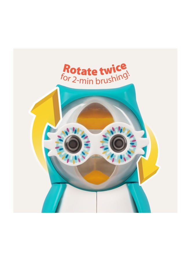 Flipper Flipper Fun Animal Owl Toothbrush Cover, One Touch Open & Close, Suction Cup Toothbrush Holder for Mirrors Glass or Tiles, Dust-Proof, Adorable Easy to Use, Blue/White- FLR-OWL-STY Blue/White 4.2x4.8x8.1cm  - Image 4