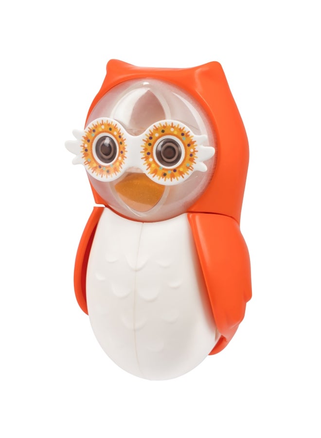Flipper Fun Animal Owl Toothbrush Cover, One Touch Open & Close, Suction Cup Toothbrush Holder for Mirrors Glass or Tiles, Dust-Proof, Adorable Easy to Use, Orange/White- FLR-OWL-HTY Orange/White 10x5.5x15cm