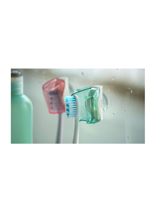 Flipper Toothbrush Holder Case with Suction Cup, 2 Pcs (Floral Pink/Mountain Green) Wall Toothbrush Holder with Cover Case for Kids- FLR-BS-PN-GN Pink/Green 10x5.5x15cm - Image 4