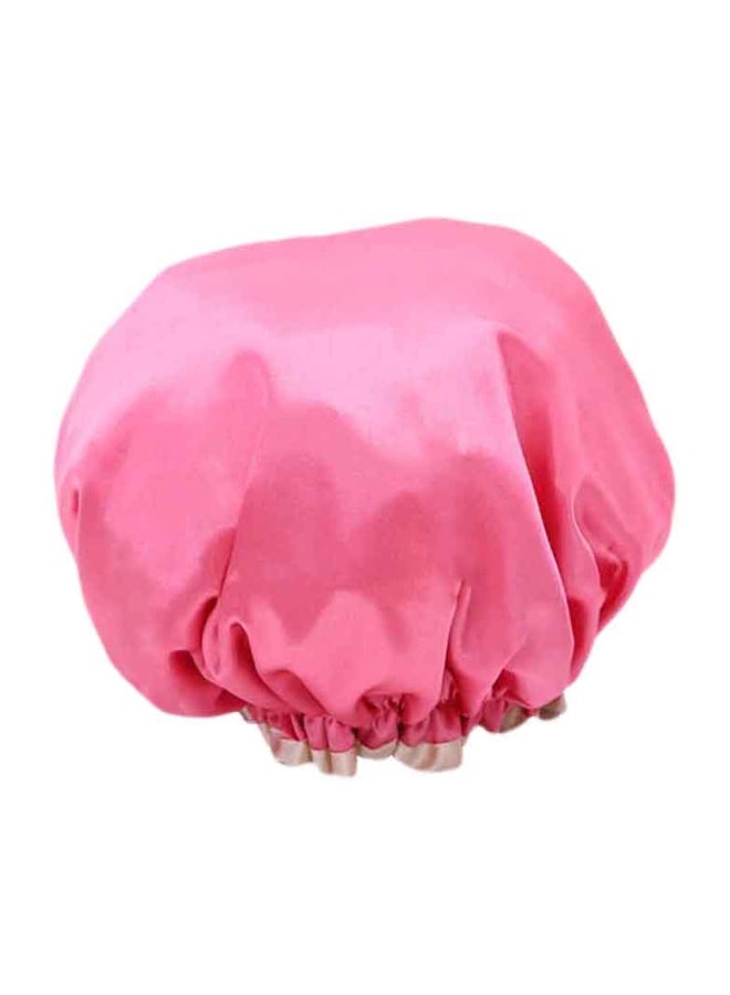 قبعة استحمام ضد الماء مزدوجة الطبقات وردي