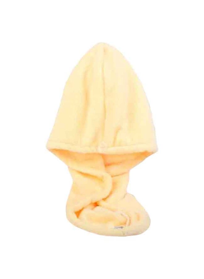 Fleece Absorbent Cap Hair Towel Yellow 25x65cm