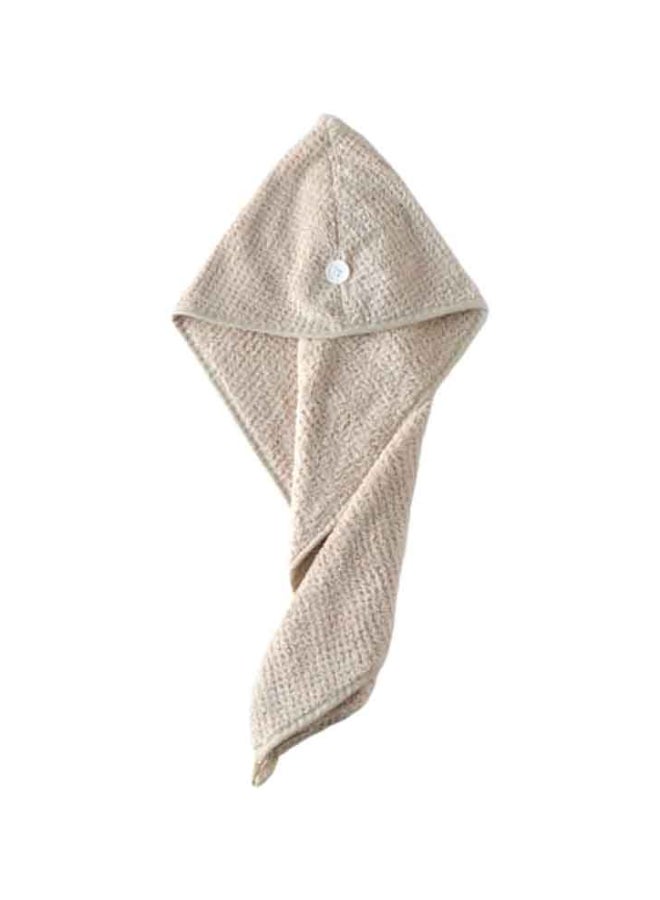 Generic Fleece Absorbent Cap Hair Towel Beige 45x60cm 