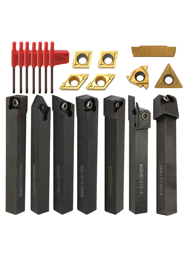 21-Piece Multi-Functional Carbide Insert Turning Tool Set Multicolour 252x4x15cm 