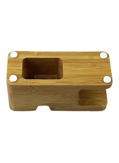 Generic Bamboo Wood Charging Stand Cradle Dock Holder for Apple Watch & iPhone WT-A-101-BR Brown  - Image 2