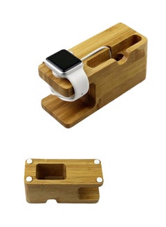 Generic Bamboo Wood Charging Stand Cradle Dock Holder for Apple Watch & iPhone WT-A-101-BR Brown  - Image 4