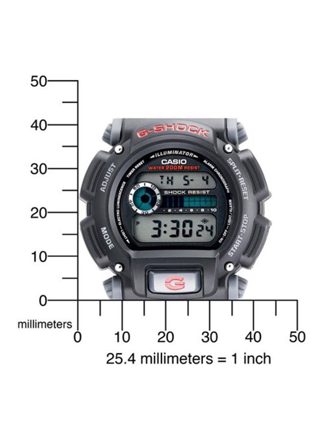 جي شوك ساعة يد رياضية رقمية دائرية الشكل بسوار من الراتنج - لون أسود - طراز DW-9052-1AVDR للرجال - Image 4