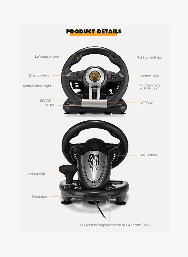 PXN - V3II Racing Game Steering Wheel With Brake Pedal - Image 1