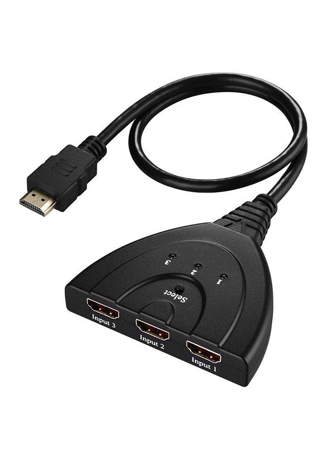 3-In-1 Port HDMI Switch With Gold Plated Connector Black