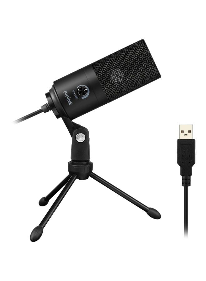 FIFINE - K669B Metal USB Microphone Condenser For Recording On Windows PC & Laptops, Cardioid Studio for Voice Recording, Input Volume Control Knob, Streaming And YouTube Videos K669B Black - Image 1