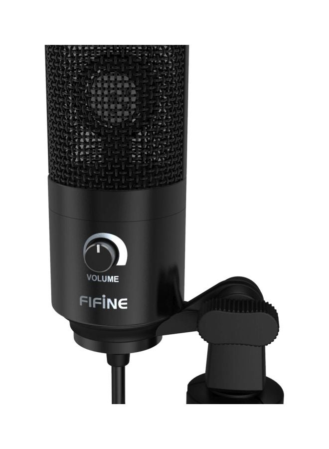 FIFINE - K669B Metal USB Microphone Condenser For Recording On Windows PC & Laptops, Cardioid Studio for Voice Recording, Input Volume Control Knob, Streaming And YouTube Videos K669B Black - Image 1