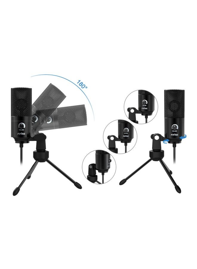 FIFINE - K669B Metal USB Microphone Condenser For Recording On Windows PC & Laptops, Cardioid Studio for Voice Recording, Input Volume Control Knob, Streaming And YouTube Videos K669B Black - Image 1