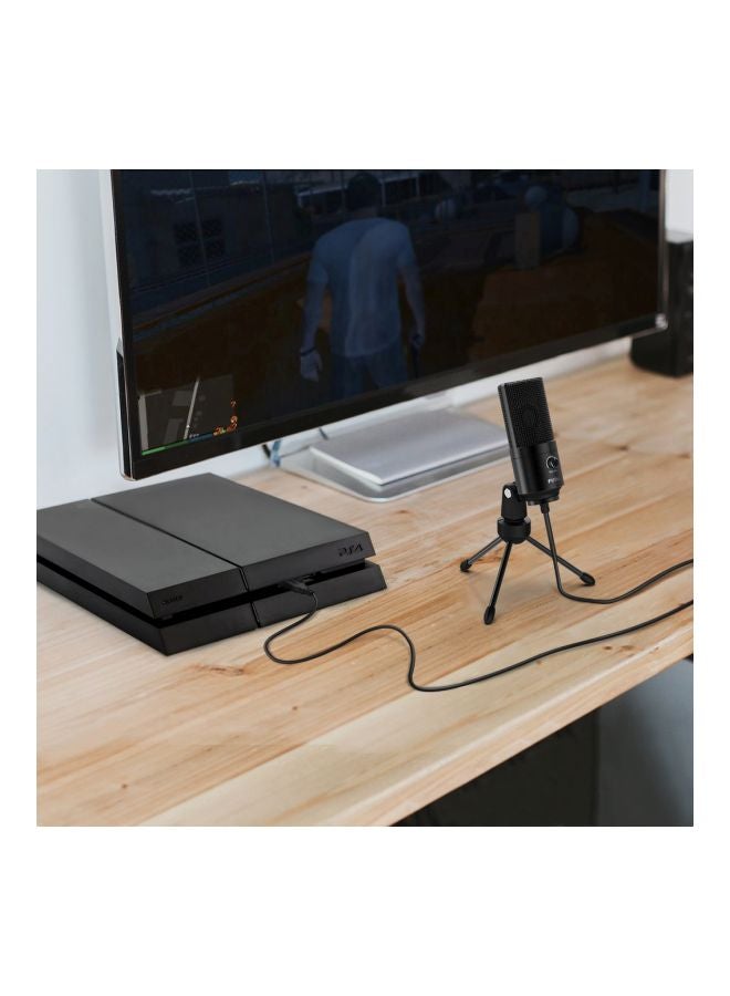FIFINE - K669B Metal USB Microphone Condenser For Recording On Windows PC & Laptops, Cardioid Studio for Voice Recording, Input Volume Control Knob, Streaming And YouTube Videos K669B Black - Image 1