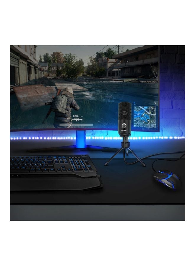 FIFINE - K669B Metal USB Microphone Condenser For Recording On Windows PC & Laptops, Cardioid Studio for Voice Recording, Input Volume Control Knob, Streaming And YouTube Videos K669B Black - Image 1