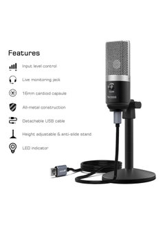 FIFINE Portable USB Microphone K670 Black/Silver  - Image 2