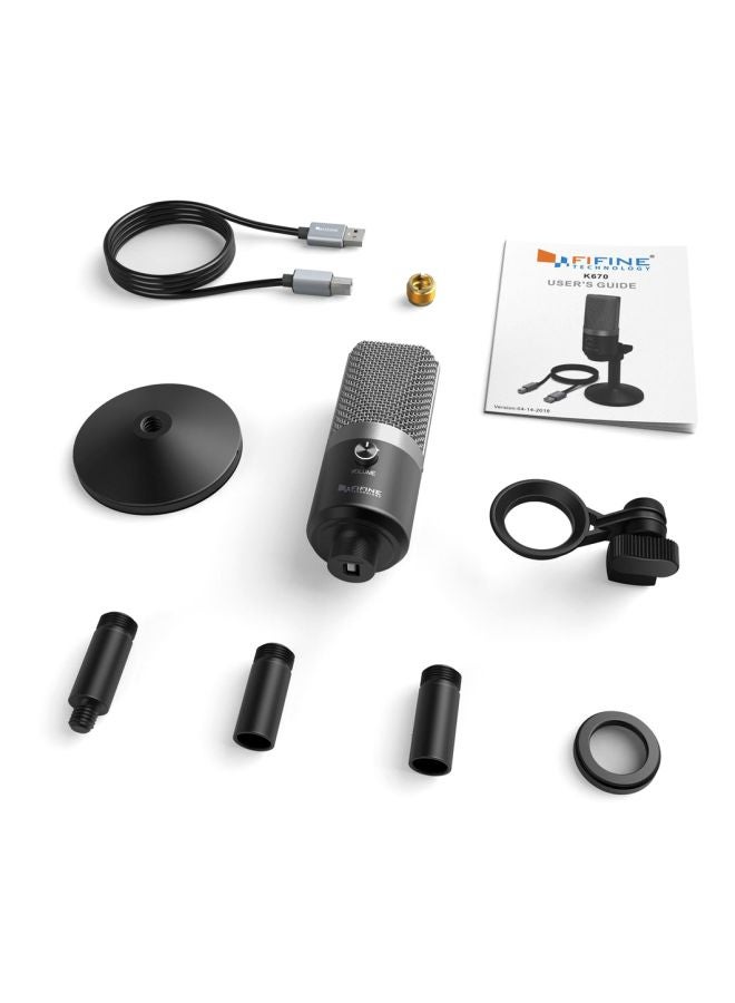FIFINE - Portable USB Microphone K670 Black/Silver - Image 1