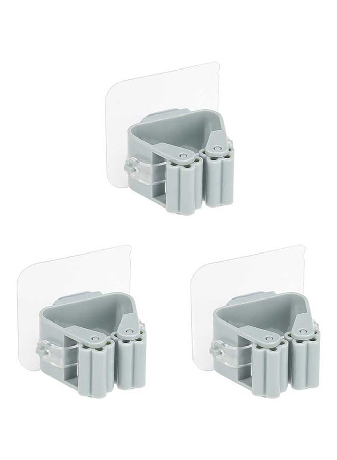 SOWUGI 3-Piece Wall Mounted Mop And Broom Holder Set Grey 6 x 6centimeter 