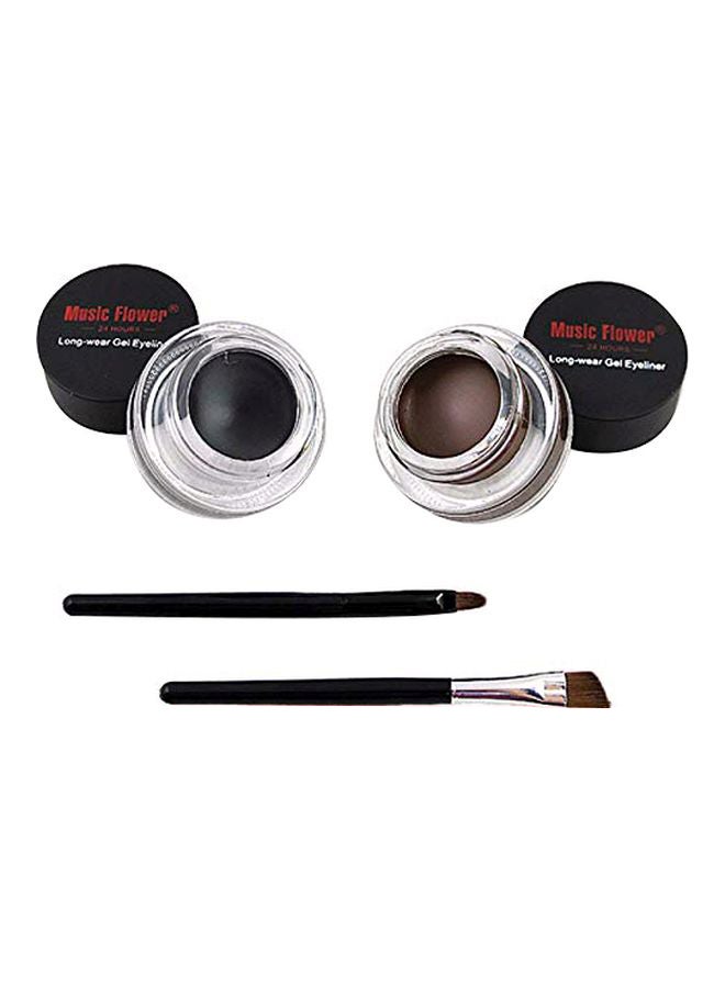 ميوزك فلاور مجموعة جل تحديد العيون الذي يدوم طويلاً من قطعتين أسود/بني
