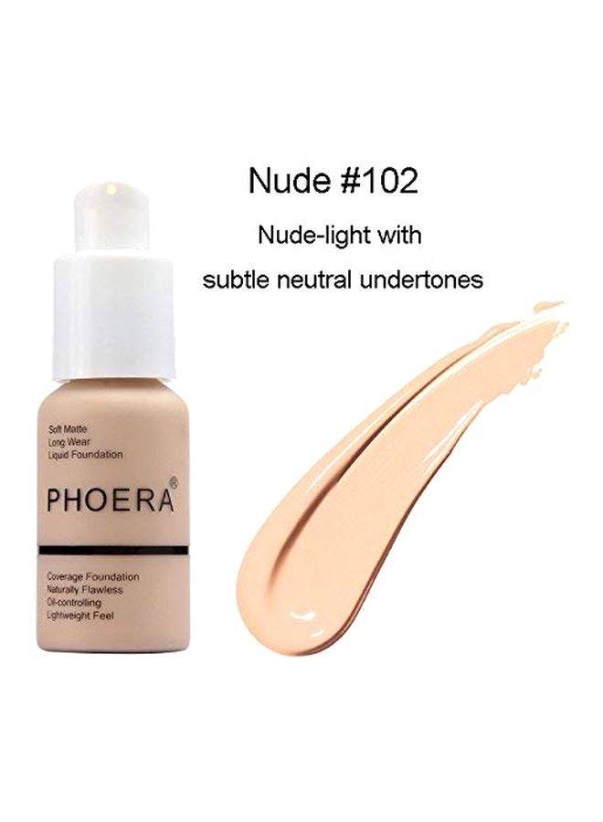 Phoera Naturally Flawless Coverage Foundation 102 Nude - Image 2