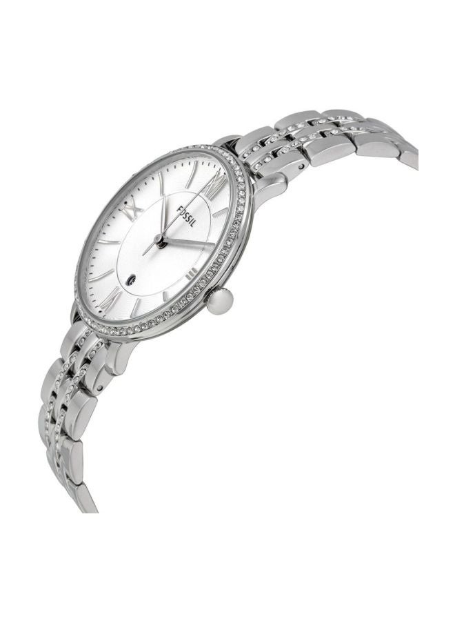 فوسيل ساعة يد بعقارب وسوار من الستانلس ستيل طراز ES3545 - 36 مم - فضي للنساء - Image 3