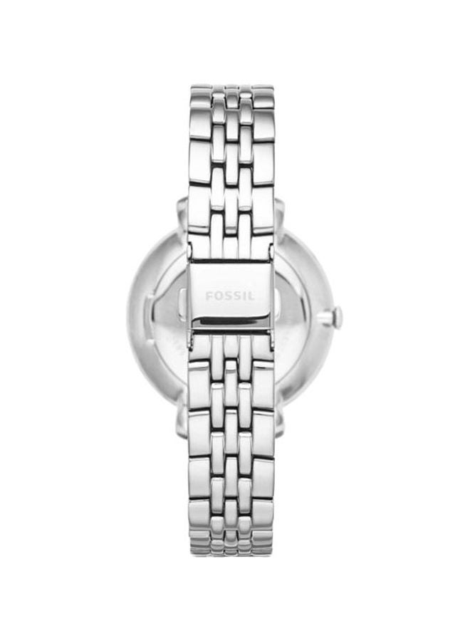 فوسيل ساعة يد بعقارب وسوار من الستانلس ستيل طراز ES3545 - 36 مم - فضي للنساء - Image 2