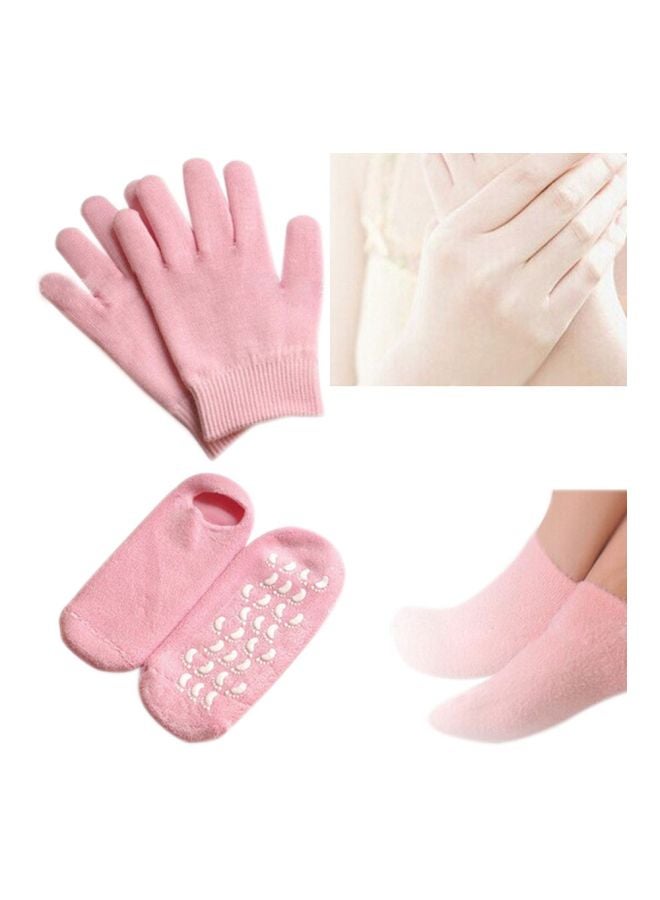 Generic 4-Piece Skin Gloves And Socks Set Pink 25x10x1cm  - Image 2