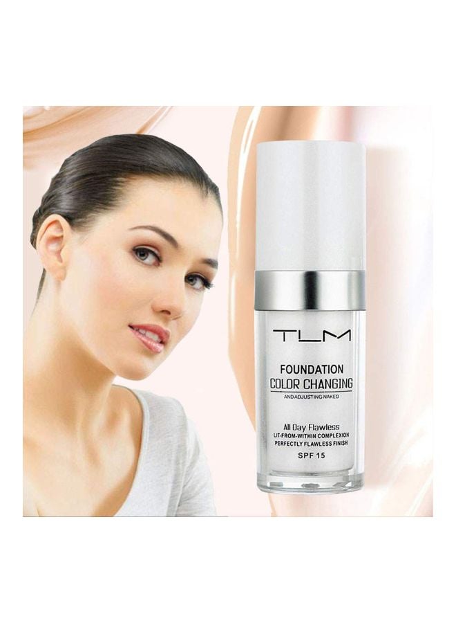 TLM Foundation Color Changing All Day Flawless LIT-From-Within Complexion Perfectly Finish SPF 15 Beige - Image 2