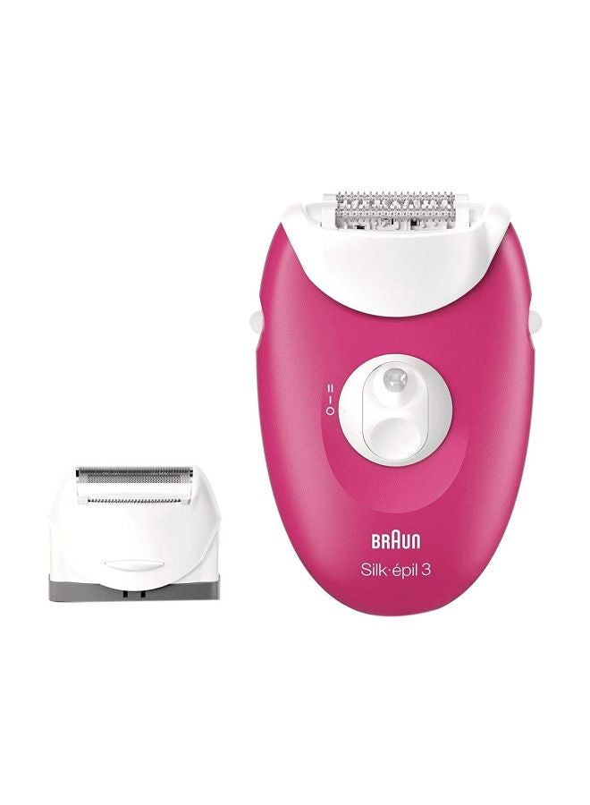 BRAUN Silk-Epil 3 Corded Epilator With 3 Heads Raspberry Pink - Image 1