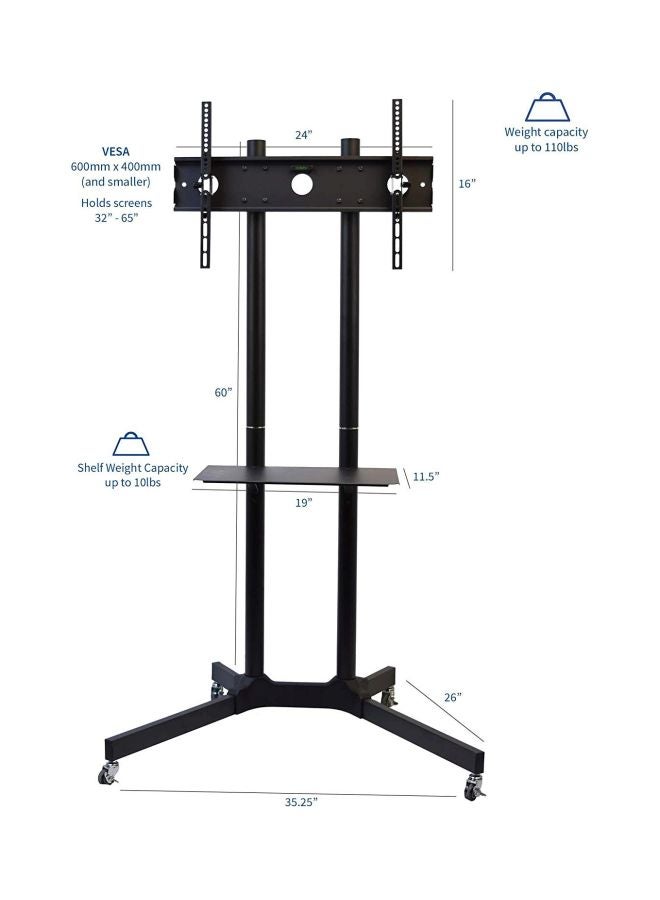 Generic - Rolling TV Cart With Mobile Stand Black - Image 1