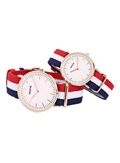 SKONE unisex Water Resistant Nylon Analog Couple Watch Set 6165  - Image 3