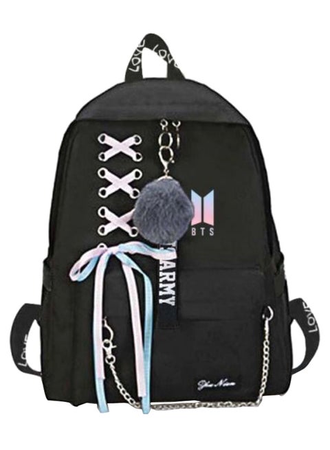 Generic BTS Army School Backpack Black/White Best Price KSA