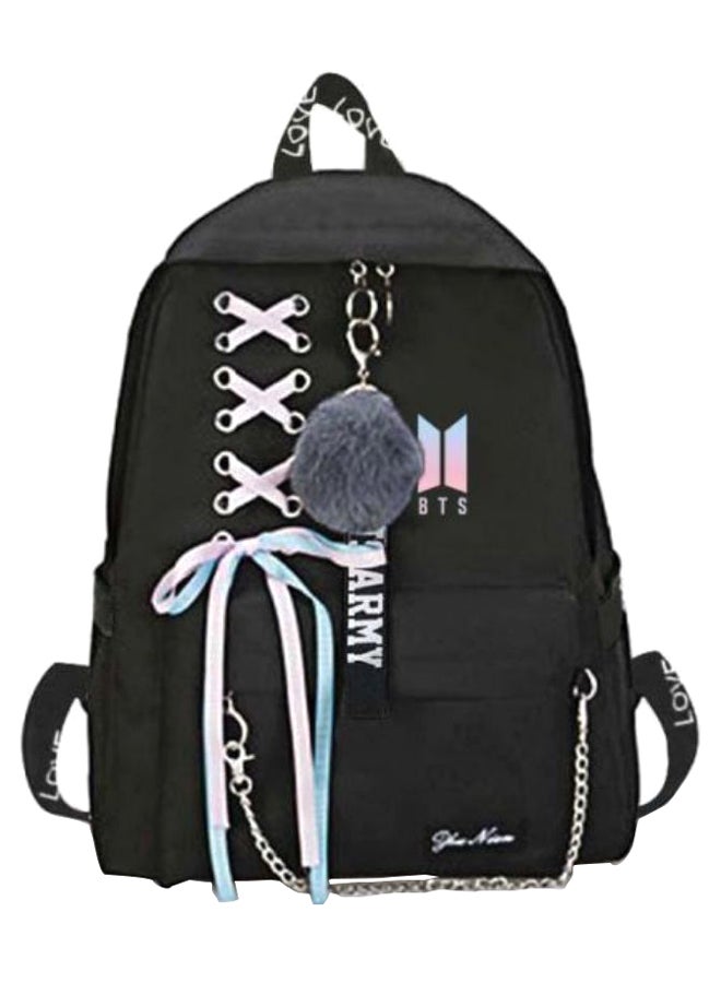 BTS Army School Backpack Black/White