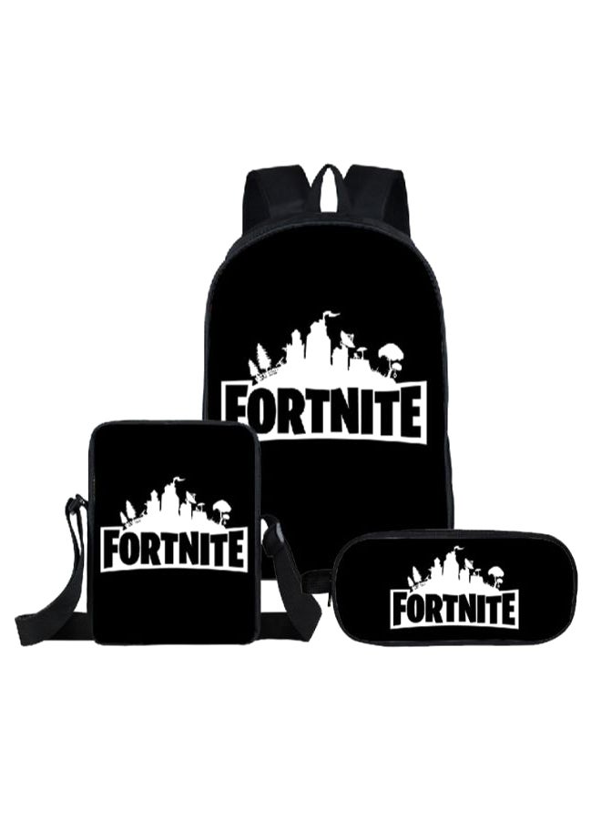 3-In-1 Fortnite Series School Backpack Black/White 
