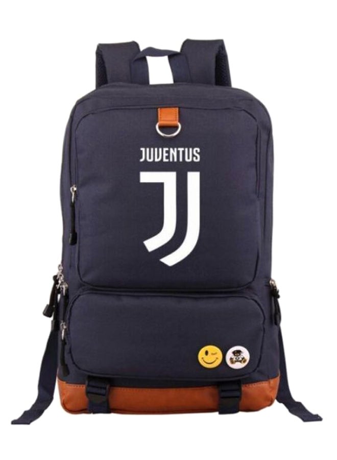 حقيبة ظهر مدرسية للابتوب مقاس 17 بوصة بتصميم شعار نادي يوفنتوس أزرق/بني