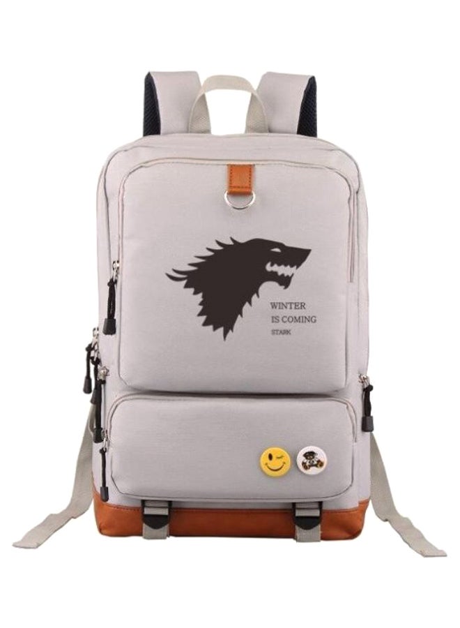Game Of Thrones Style Travel Backpack For Laptop 17-Inch Beige 