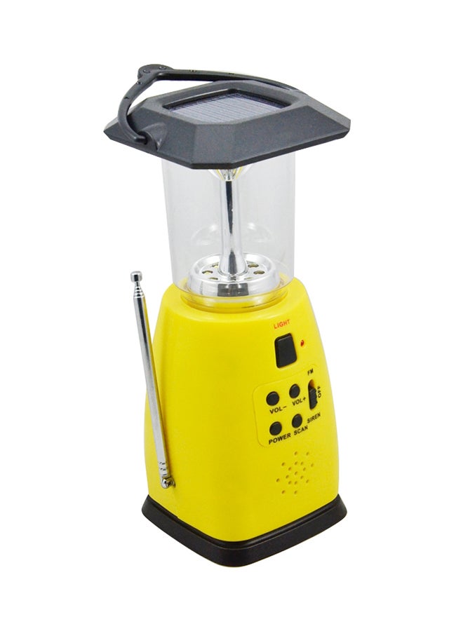 Multi Function Portable Solar Power LED Flashlight With FM Digital Radio And Mobile Phone Charger Yellow 21  x  10  x  9cm - Image 1
