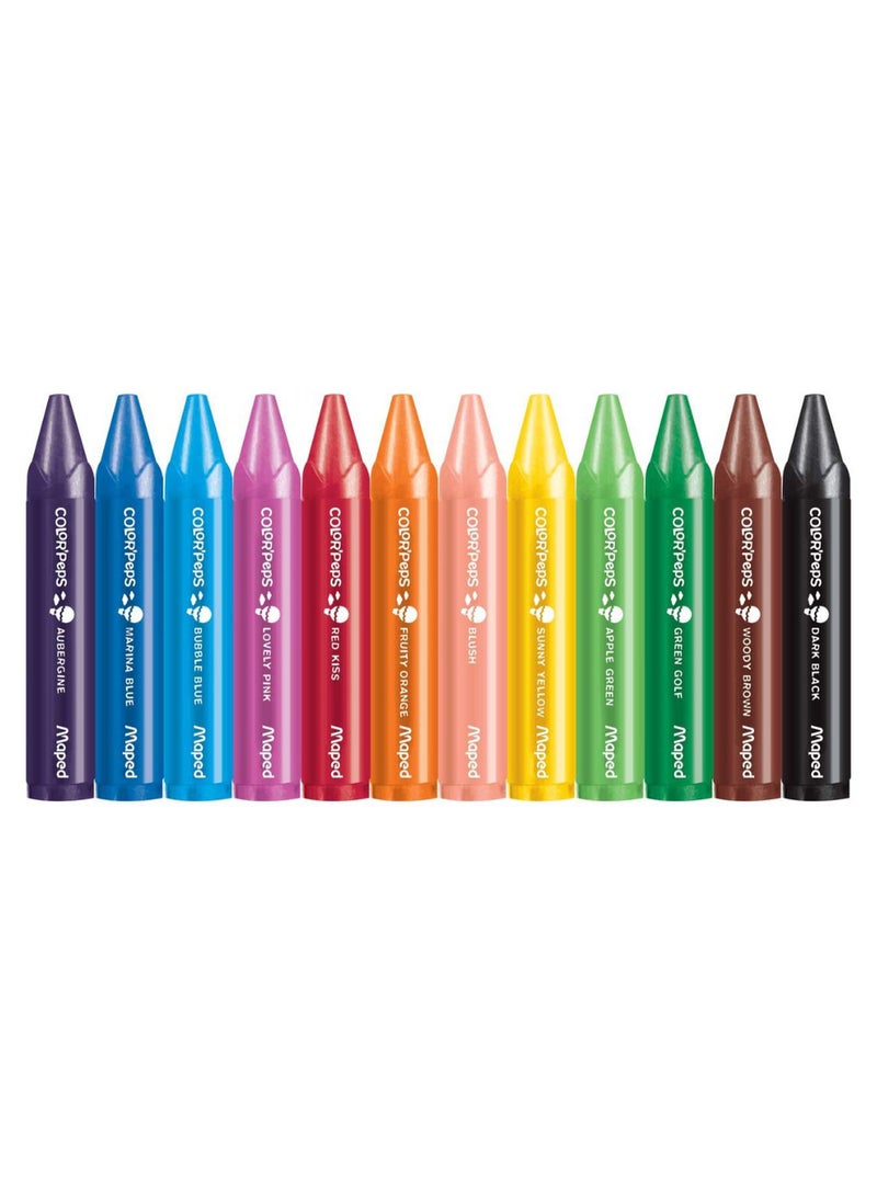 مابد مجموعة أقلام شمع كولور بيبس  مكون من 12 قطعة متعدد الألوان