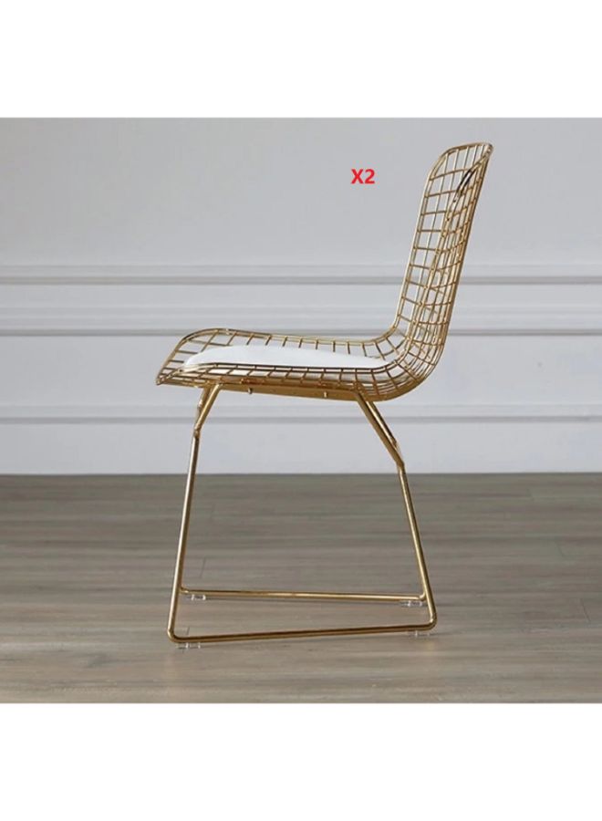 لاني طقم كرسي سلك معدني مع وسادة مكون من قطعتين ذهبي وردي 42سم - Image 4