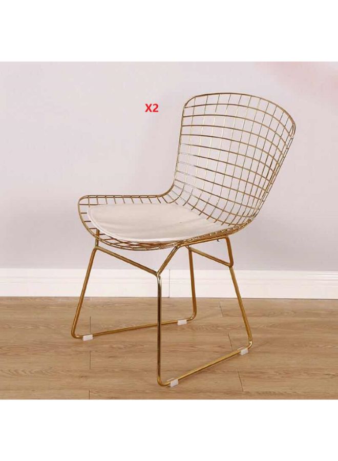 لاني طقم كرسي سلك معدني مع وسادة مكون من قطعتين ذهبي وردي 42سم - Image 2