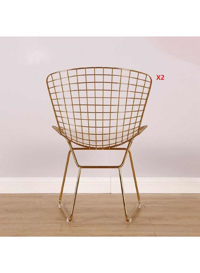 لاني طقم كرسي سلك معدني مع وسادة مكون من قطعتين ذهبي وردي 42سم - Image 3