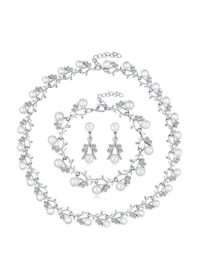 Fashion Jewellery Set With Pearl And Crystal