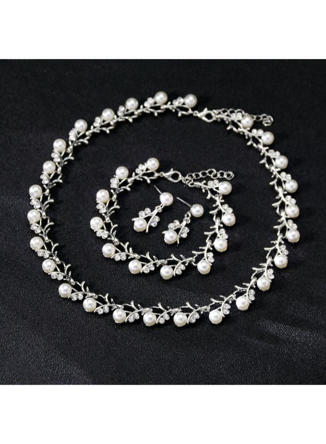 Fashion Jewellery Set With Pearl And Crystal  - Image 3