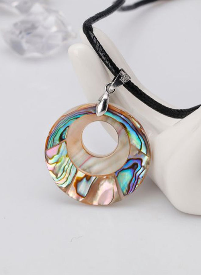 Round Shape Sea Abalone Shell Alloy Chain Necklace - Image 3