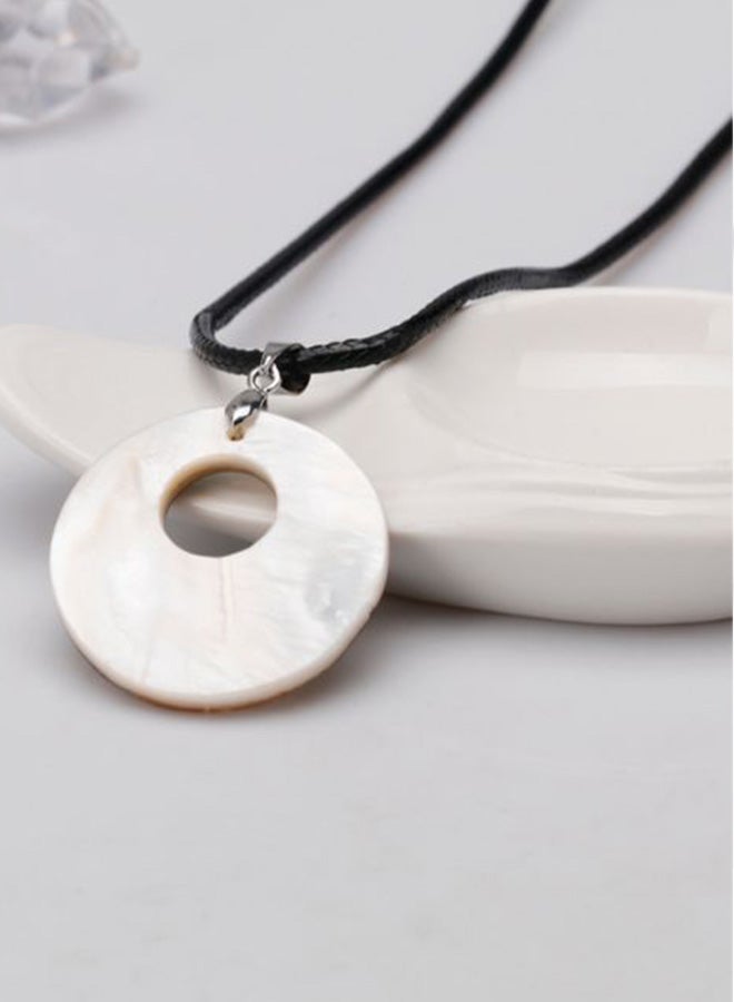 Round Shape Sea Abalone Shell Alloy Chain Necklace - Image 4
