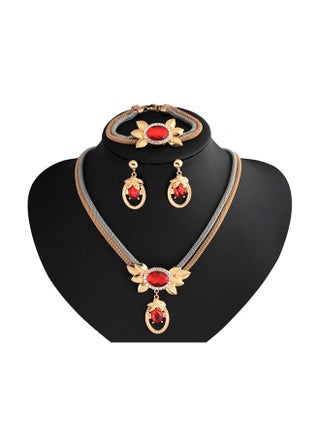 4-Piece Floral Design Alloy Jewelley Set With Crystal And Rhinestone - v1566625092/N29152216A_1